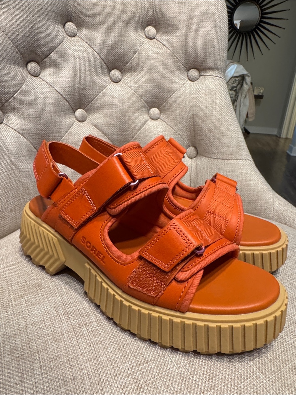 Sorel Orange Platform Sandals